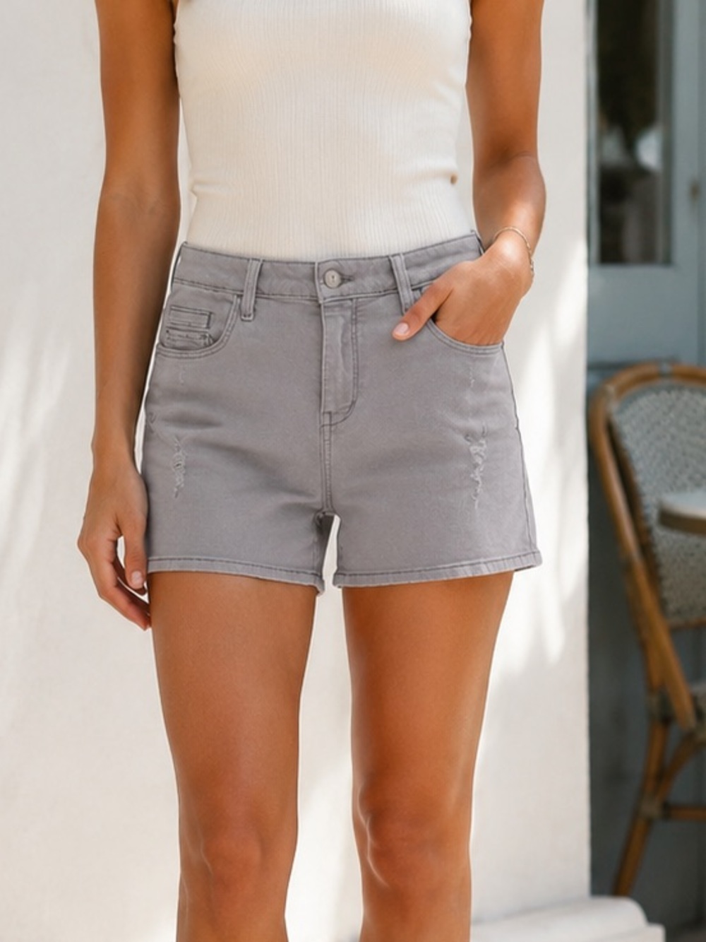 Anthropologie Pilcro and the Letterpress Gray Jean Shorts Size 31